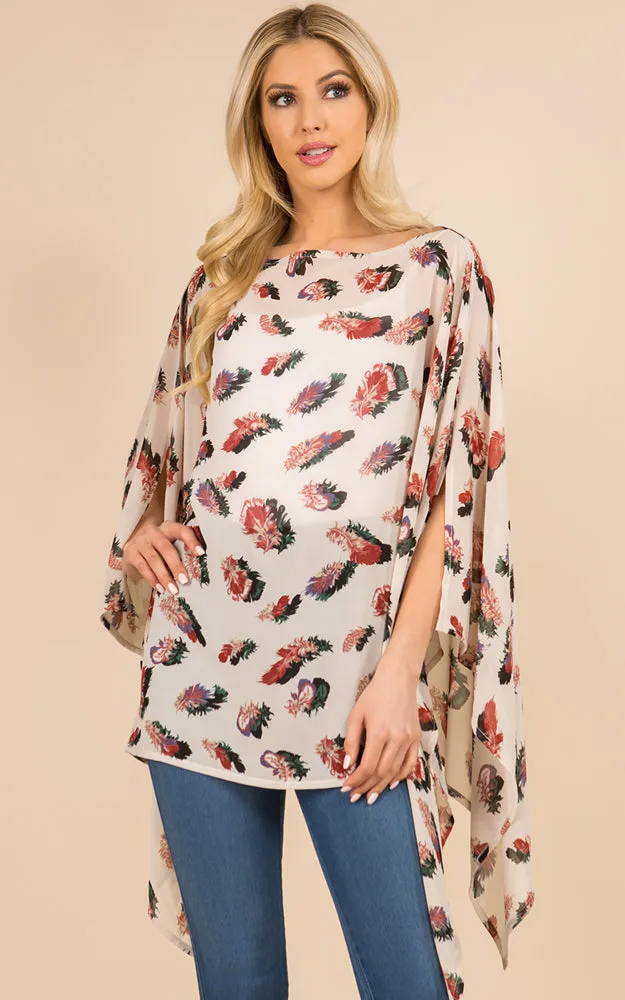 PP3117 Multi Pattern Poncho Cover Up