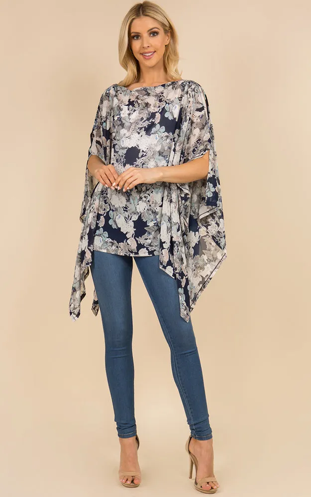 PP3117 Multi Pattern Poncho Cover Up