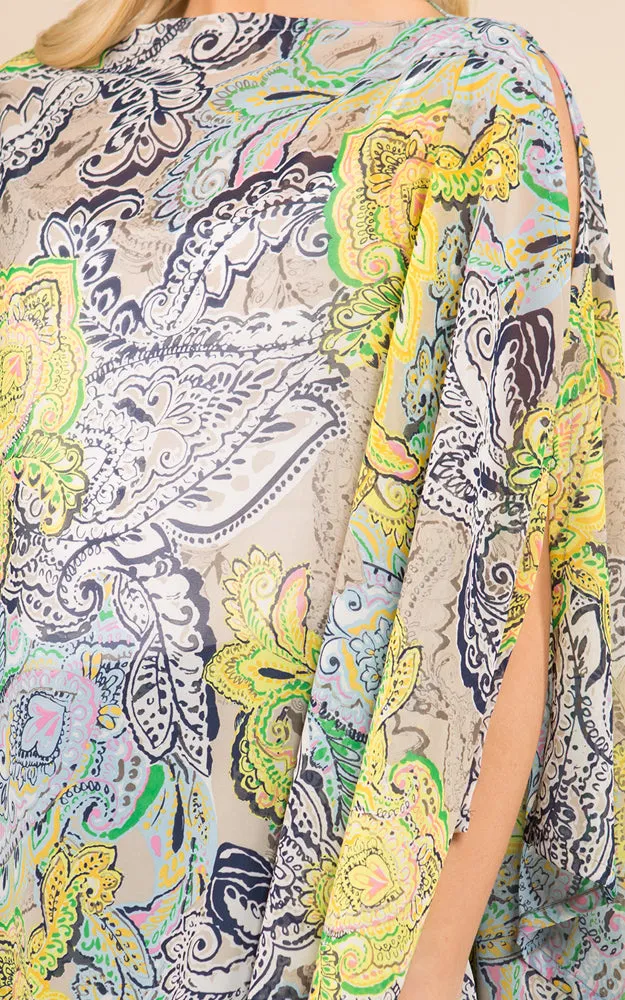 PP3117 Multi Pattern Poncho Cover Up