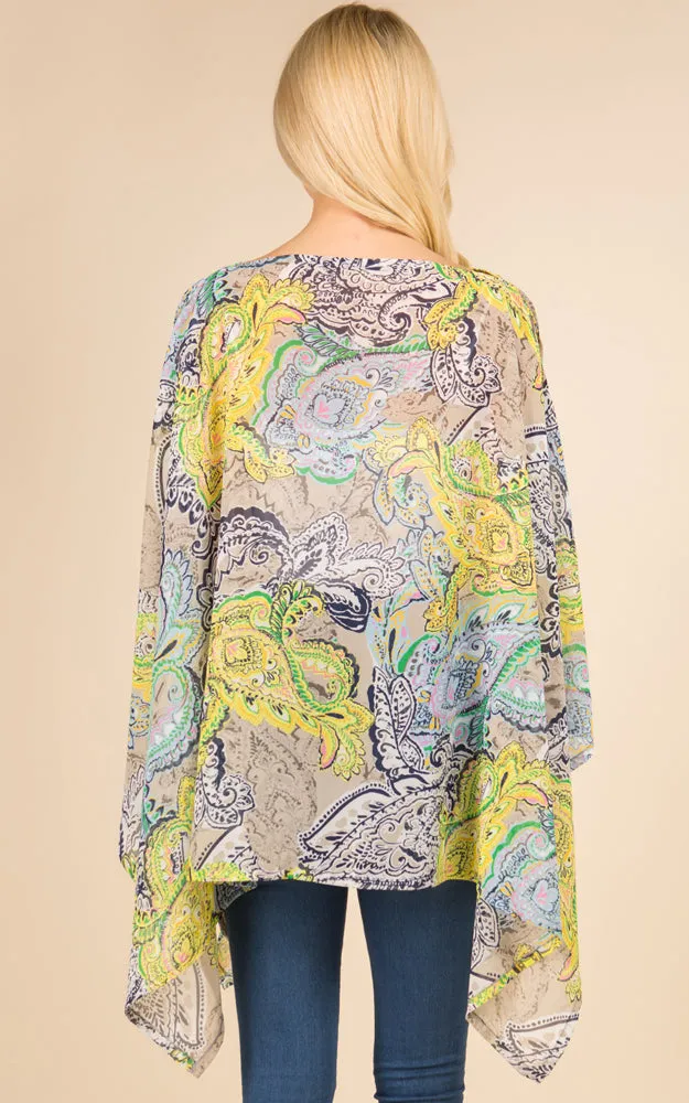 PP3117 Multi Pattern Poncho Cover Up
