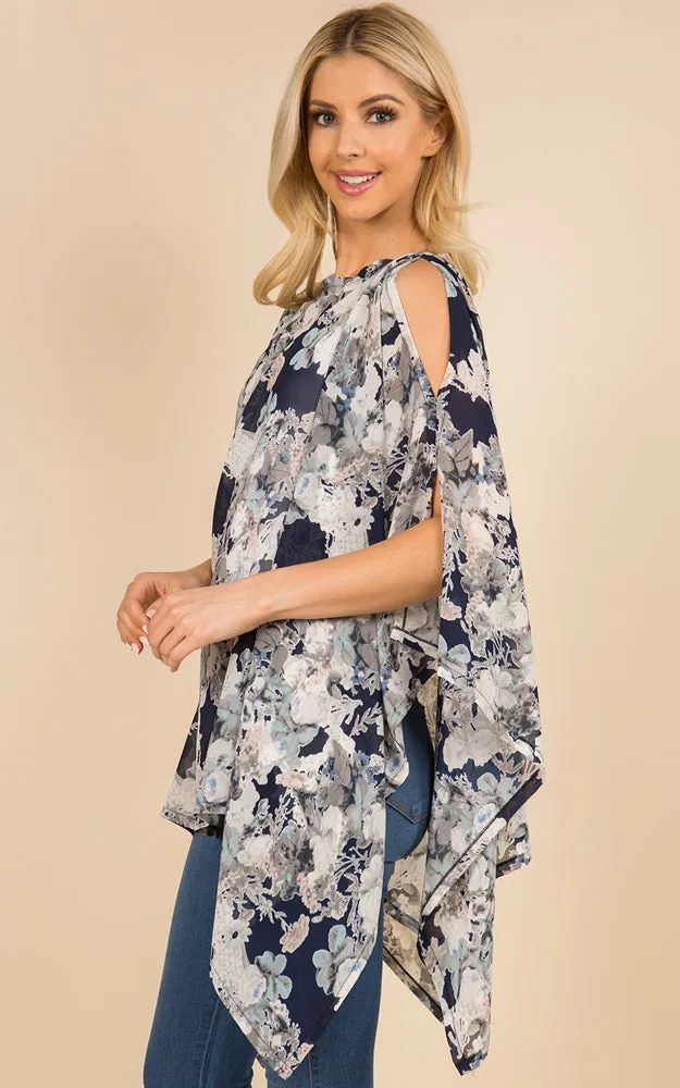 PP3117 Multi Pattern Poncho Cover Up