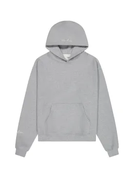 Prior Embroidery Logo Oversized Cropped Hoodie Heather Grey