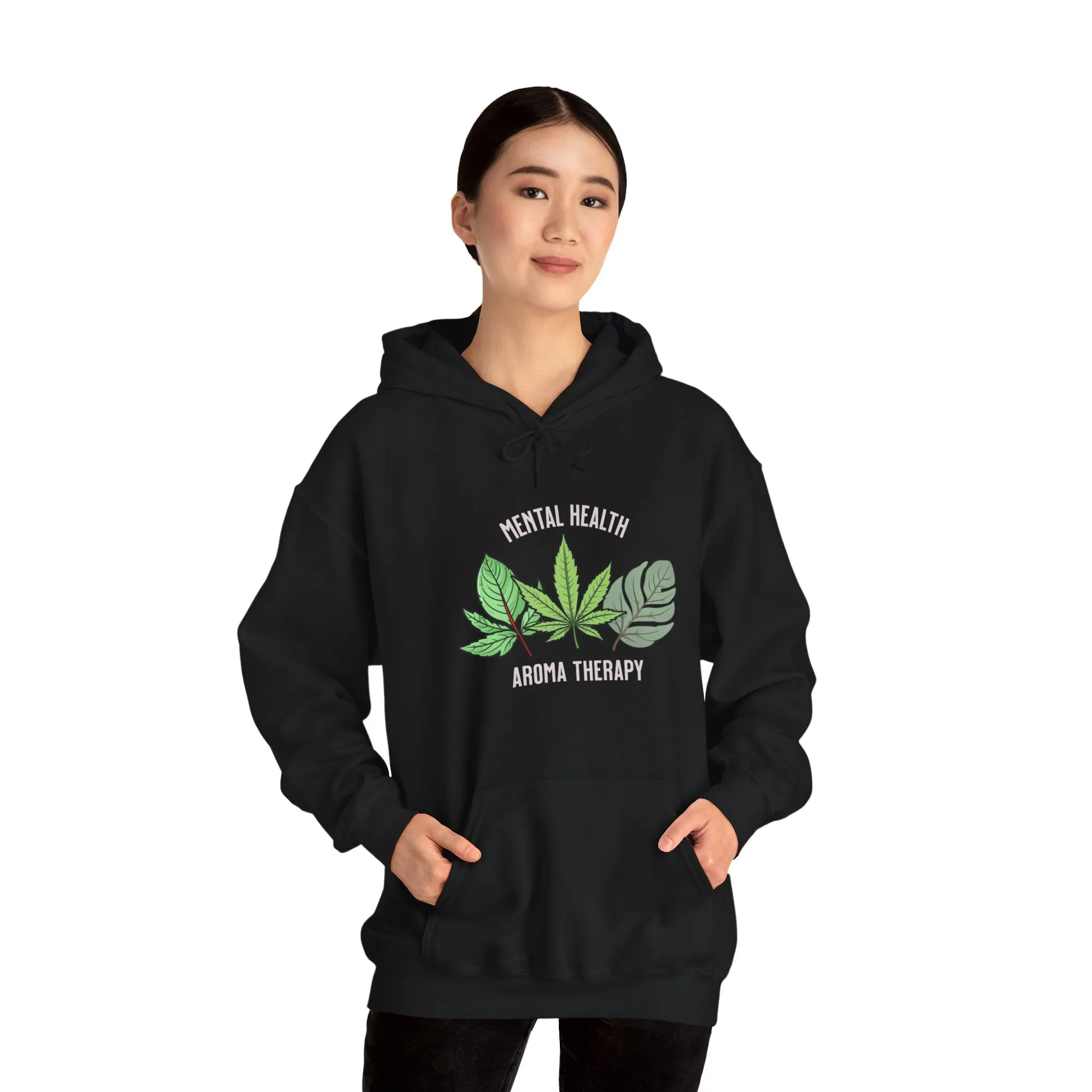 "Aroma Therapy Hoodie – Lavender, Marijuana, and Eucalyptus Leaf Design" Unisex Heavy Blend™ Hooded Sweatshirt