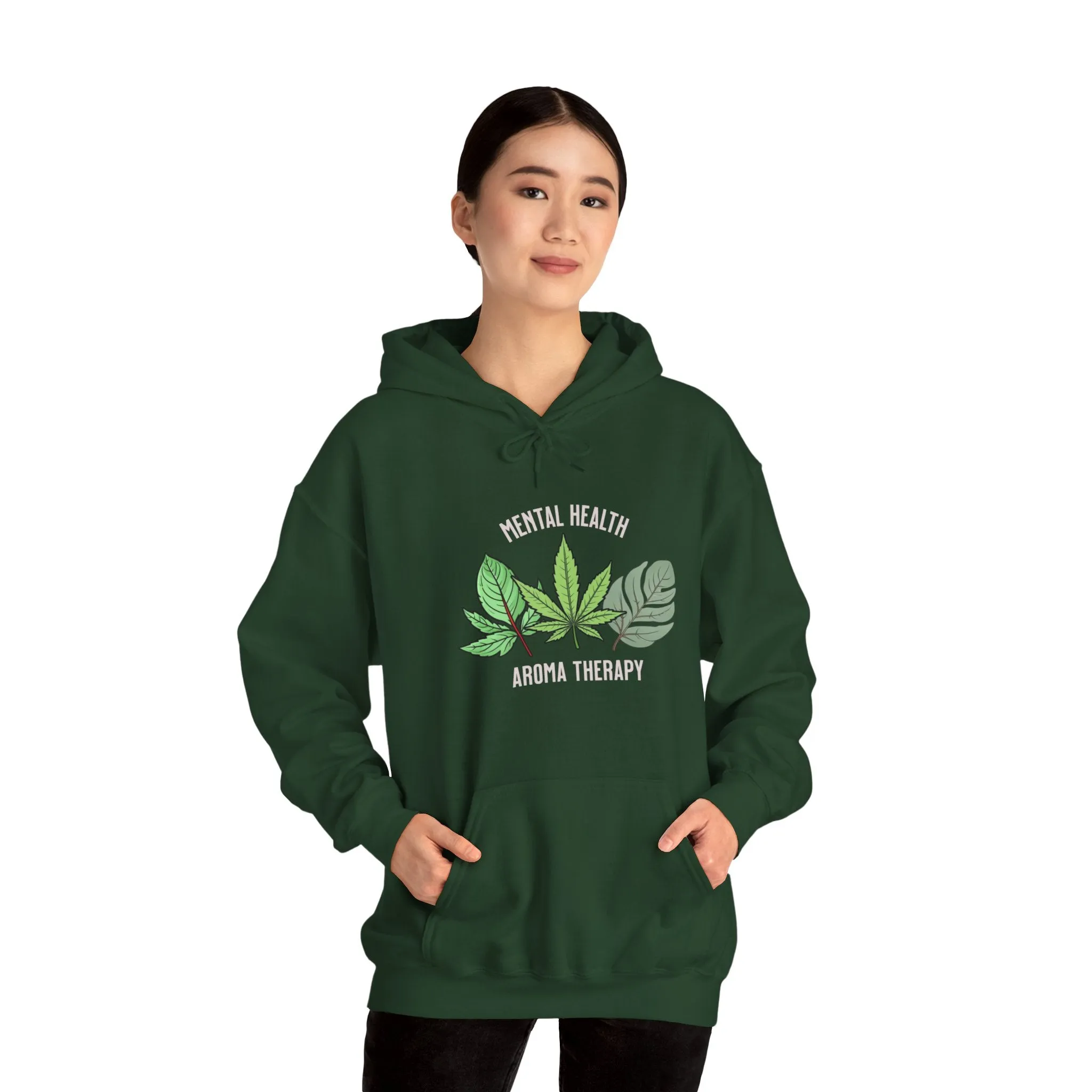"Aroma Therapy Hoodie – Lavender, Marijuana, and Eucalyptus Leaf Design" Unisex Heavy Blend™ Hooded Sweatshirt