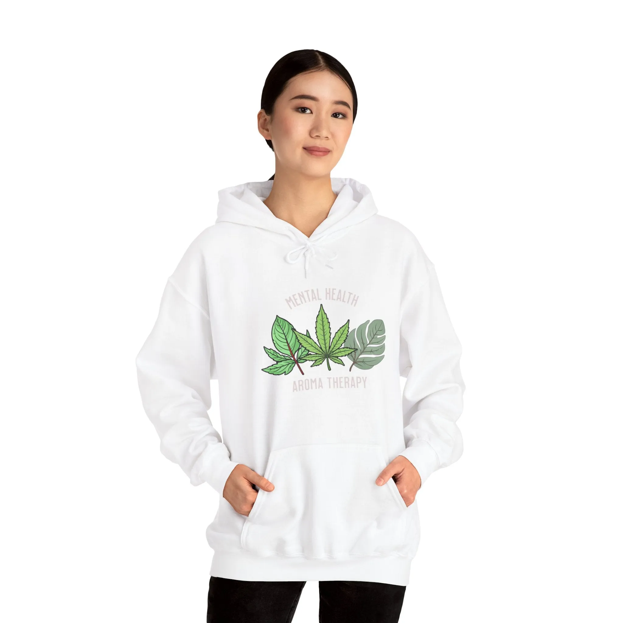 "Aroma Therapy Hoodie – Lavender, Marijuana, and Eucalyptus Leaf Design" Unisex Heavy Blend™ Hooded Sweatshirt