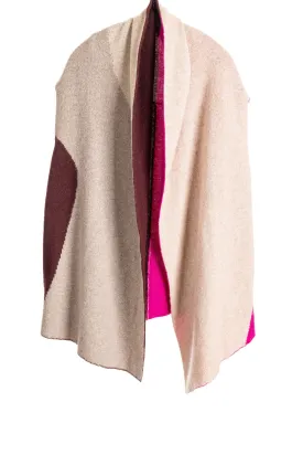 Reversible Color Block Vest - Magenta/Oatmeal