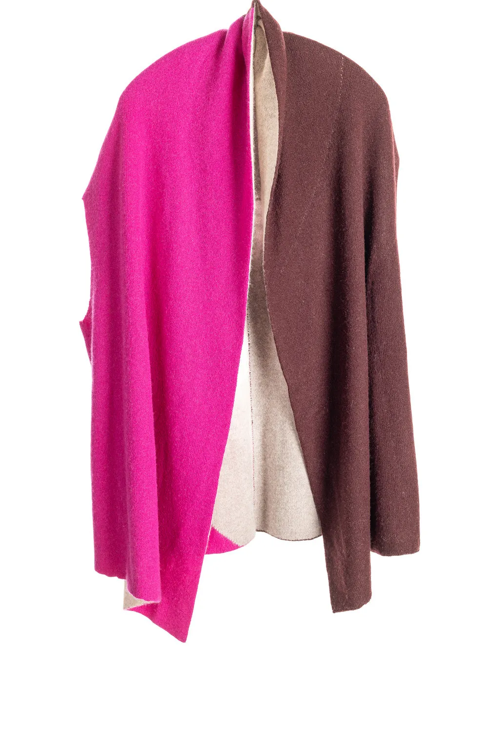 Reversible Color Block Vest - Magenta/Oatmeal