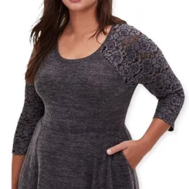 Round Neck Floral Lace Midi Dress