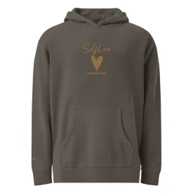 Self Love Unisex pigment-dyed hoodie with Old Gold Embroidery | fashion hoodie