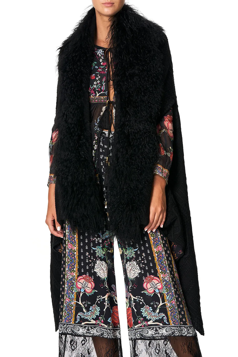 SHEARLING CAPE WITH LINING HAUTE PROVINCIAL