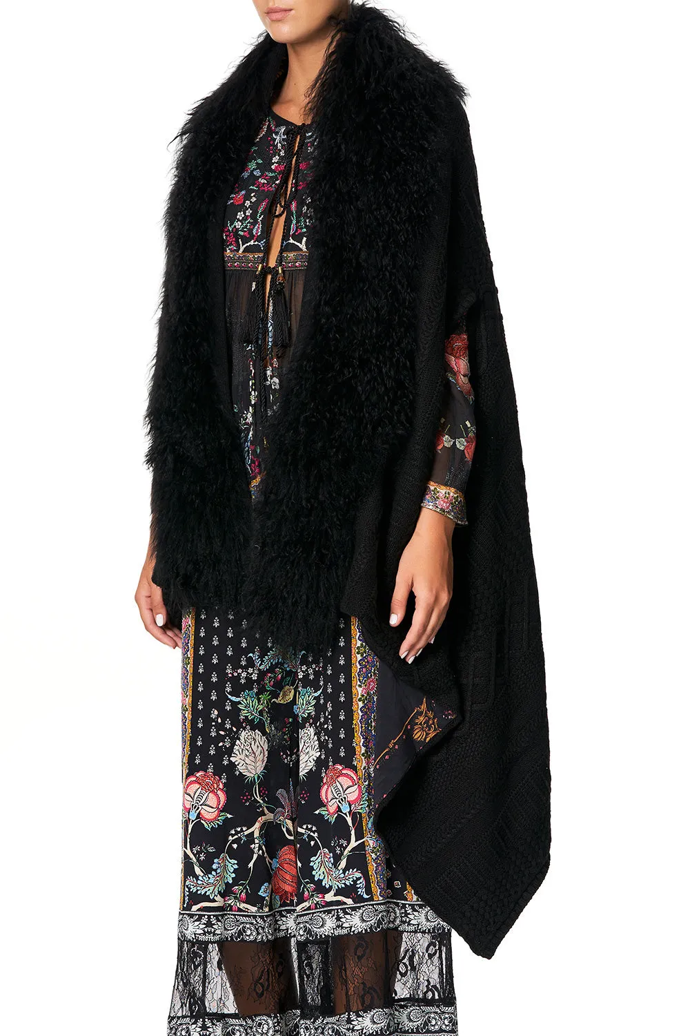 SHEARLING CAPE WITH LINING HAUTE PROVINCIAL
