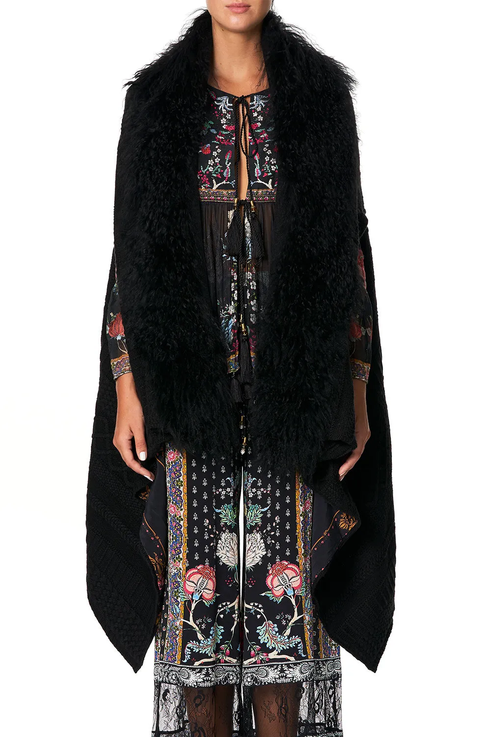 SHEARLING CAPE WITH LINING HAUTE PROVINCIAL