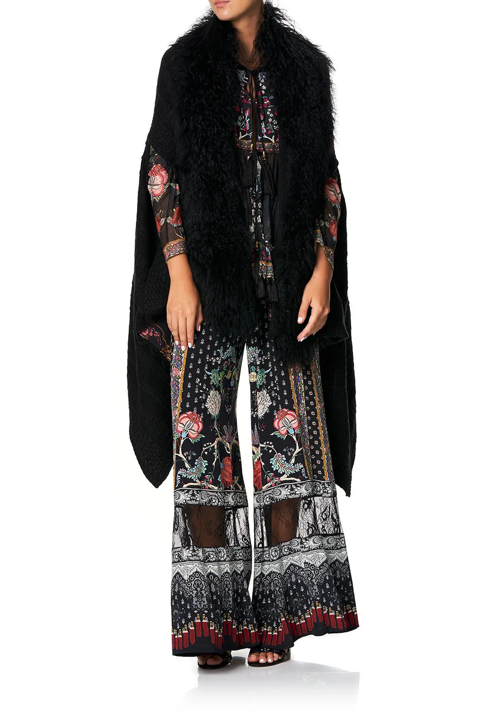 SHEARLING CAPE WITH LINING HAUTE PROVINCIAL