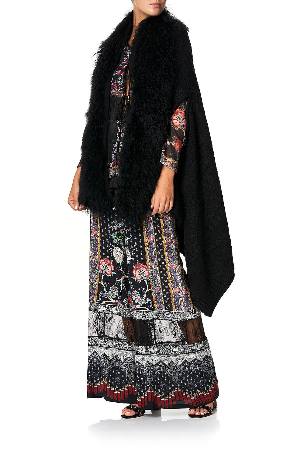 SHEARLING CAPE WITH LINING HAUTE PROVINCIAL