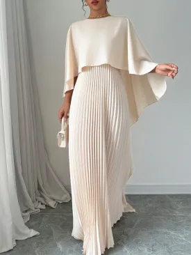 SHEIN Elenzga Women Elegant Solid Color Minimalist Casual Poncho Sleeve Dress Maxi Women Outfit