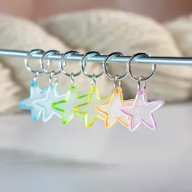 Shimmering Stars Stitch Markers – Pastel Outline
