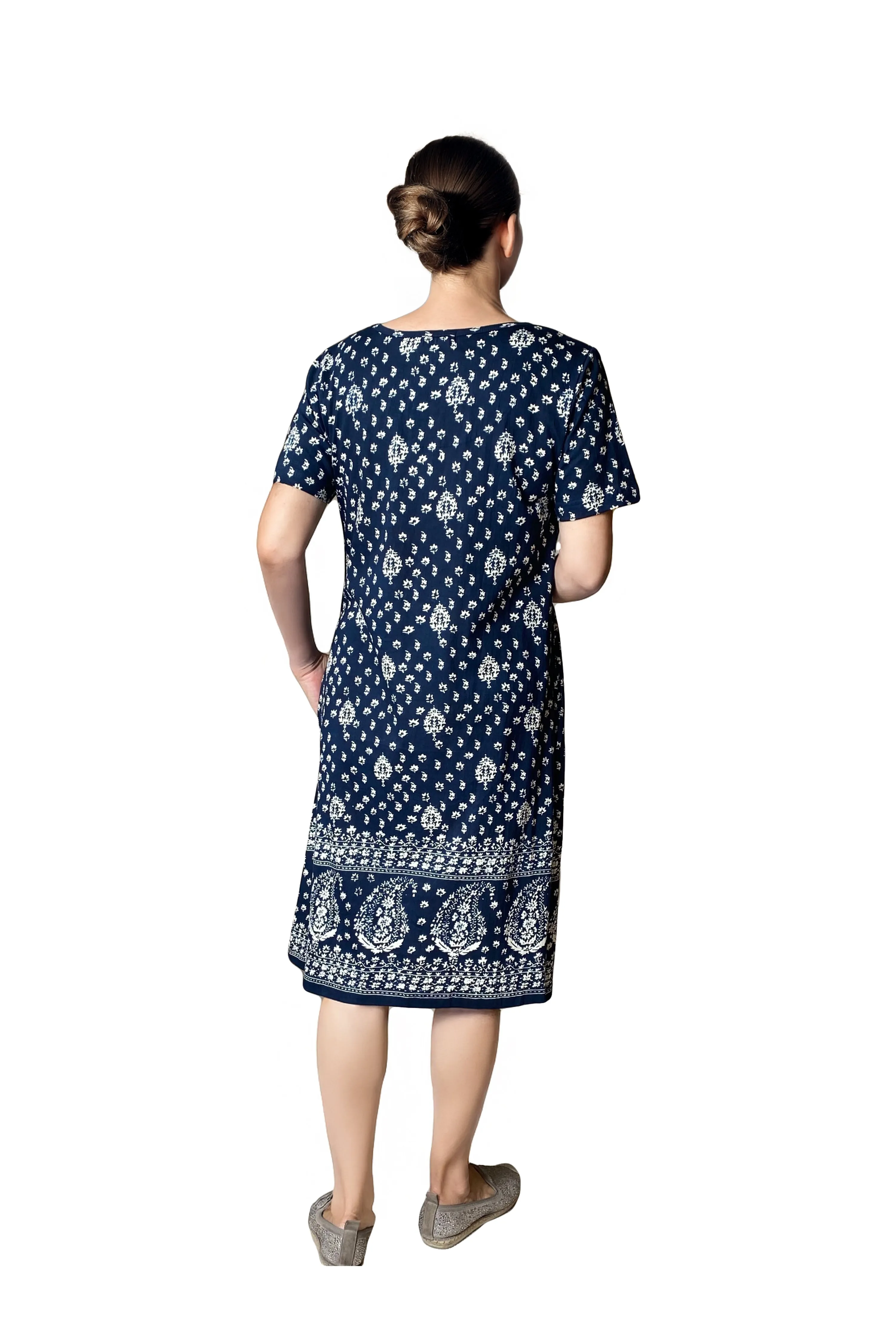 Short Sleeve Cotton Knit Short Dress