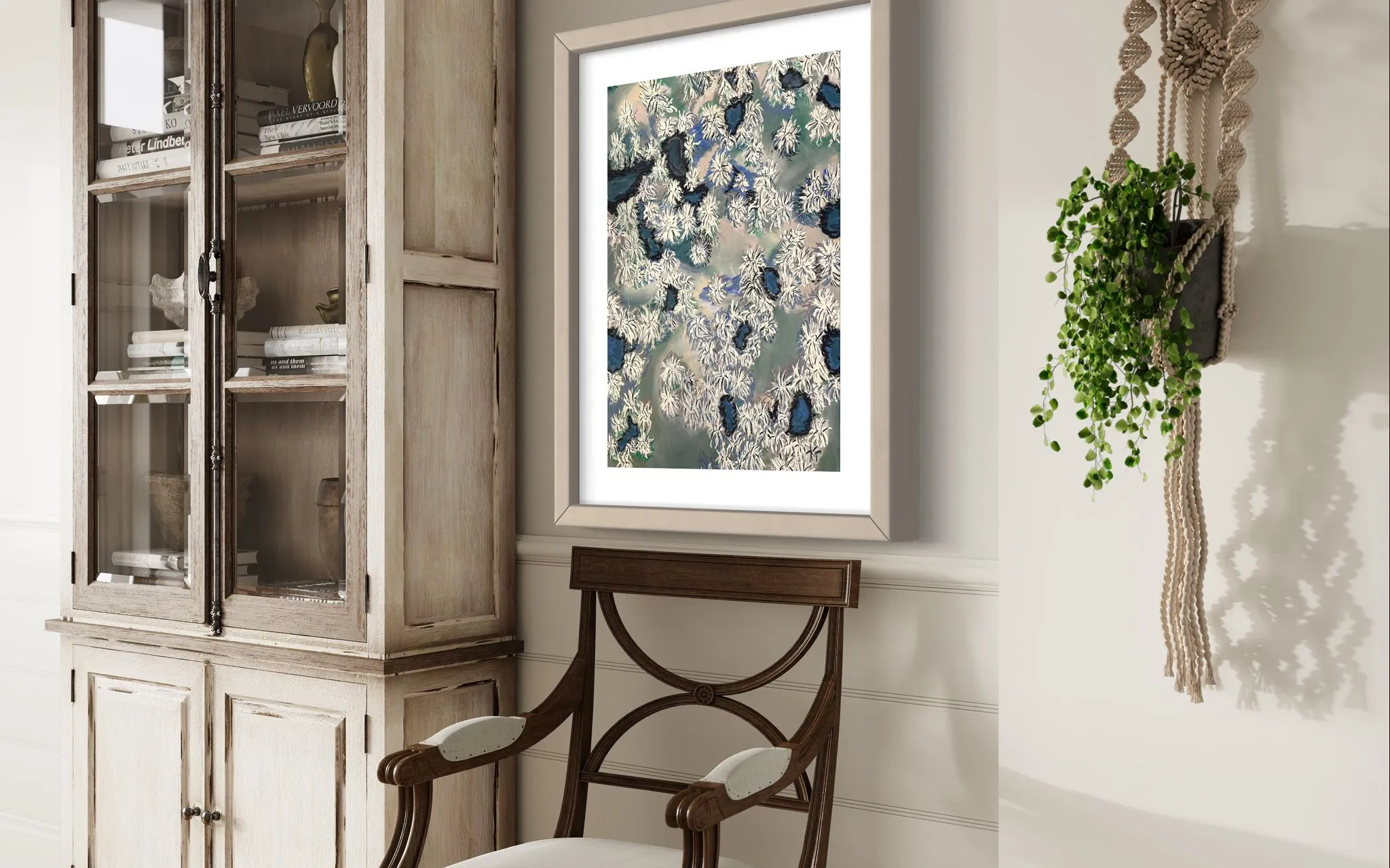 Snowy Pine Trees Seen from Above Painting