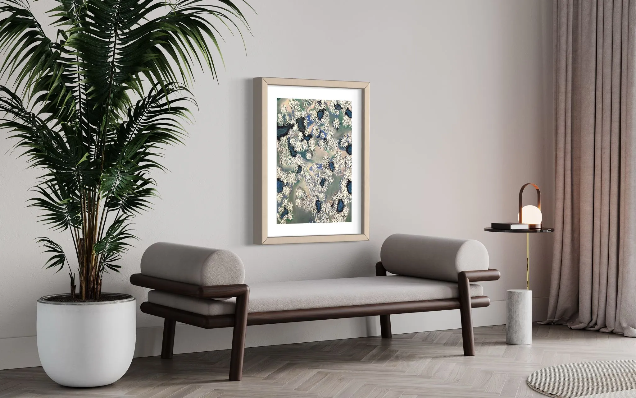 Snowy Pine Trees Seen from Above Painting