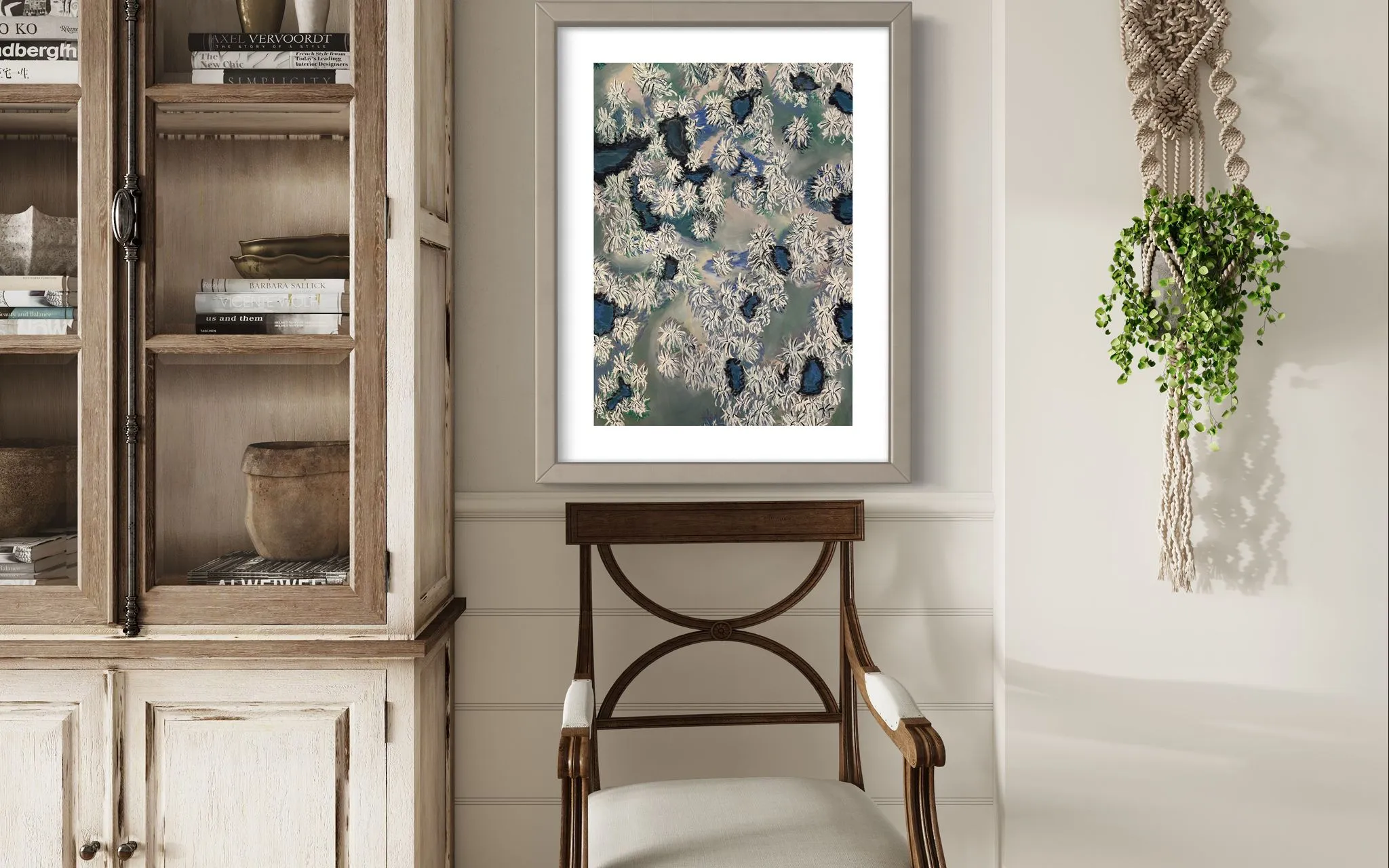 Snowy Pine Trees Seen from Above Painting