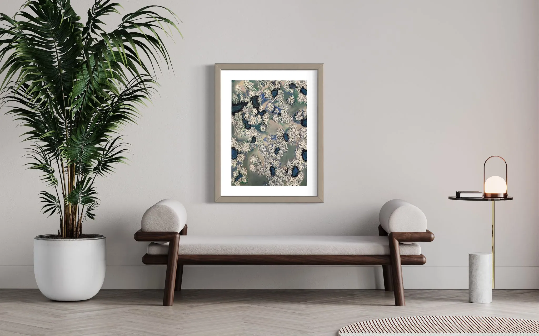 Snowy Pine Trees Seen from Above Painting