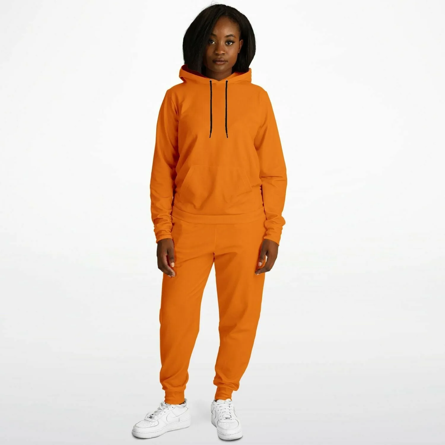 Solid Orange Women's Hoodie and Jogger Set
