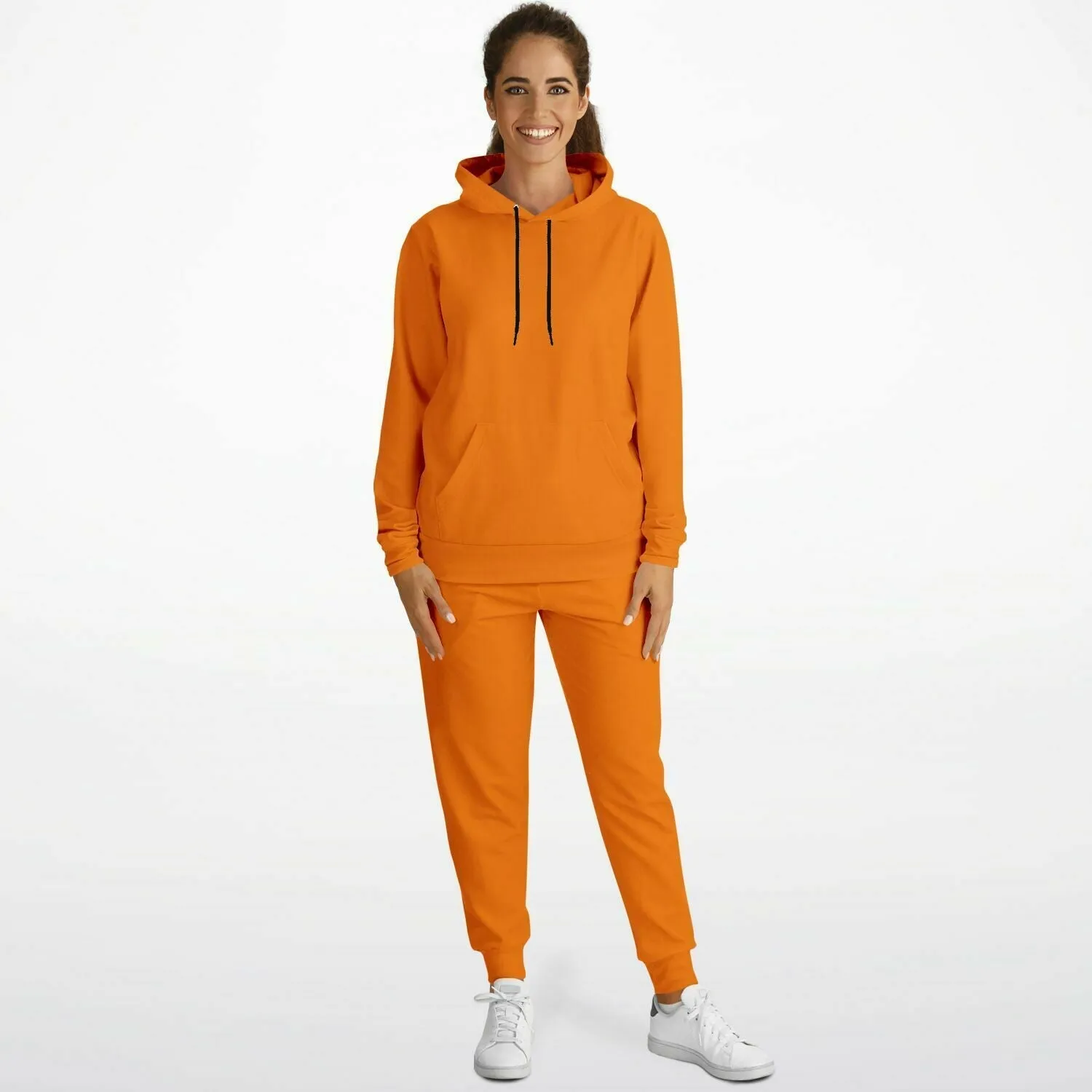Solid Orange Women's Hoodie and Jogger Set