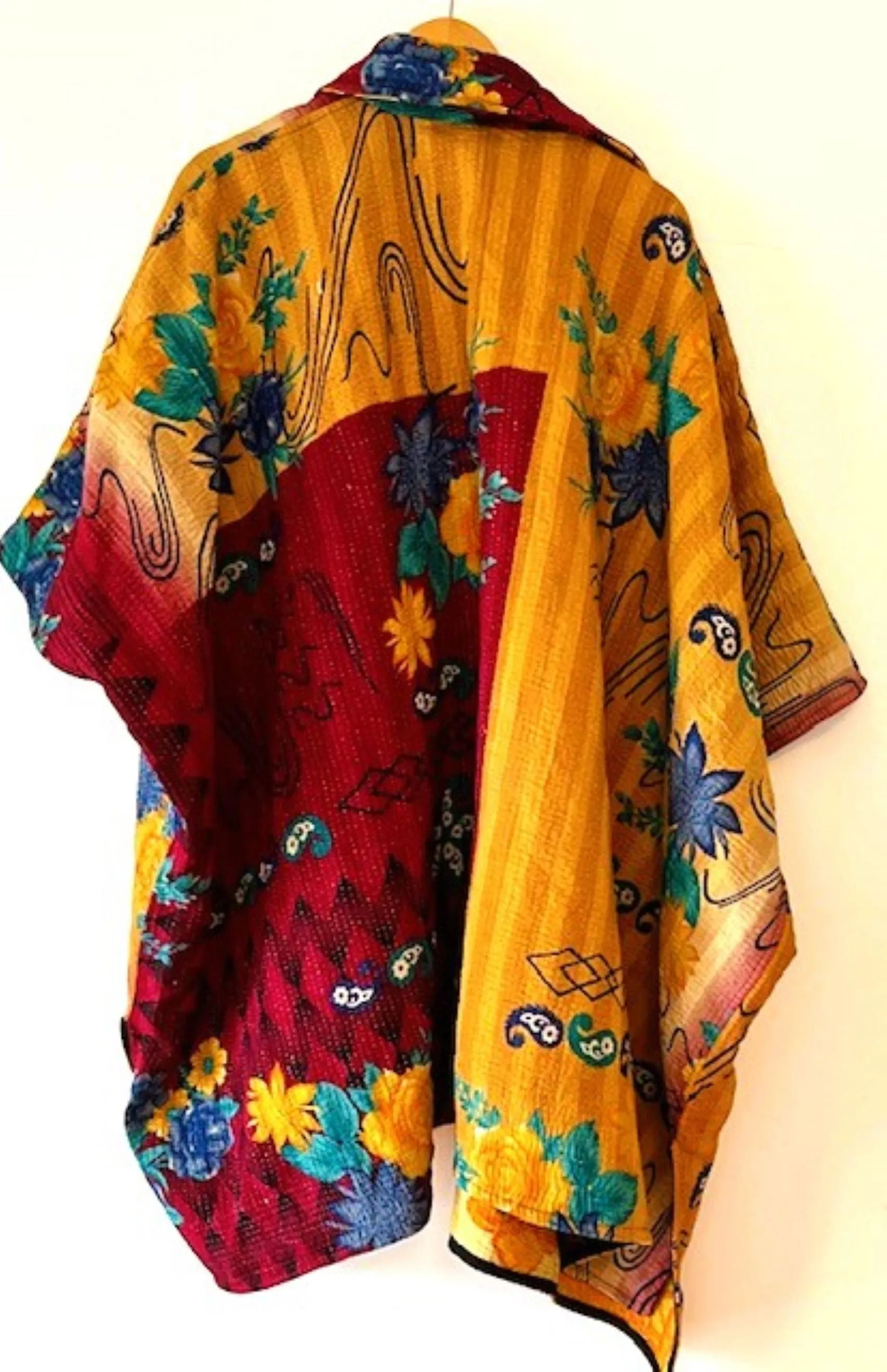 Specialty Collection: Fully Reversible Colorful Kantha Jacket. Exceptional and Dramatic