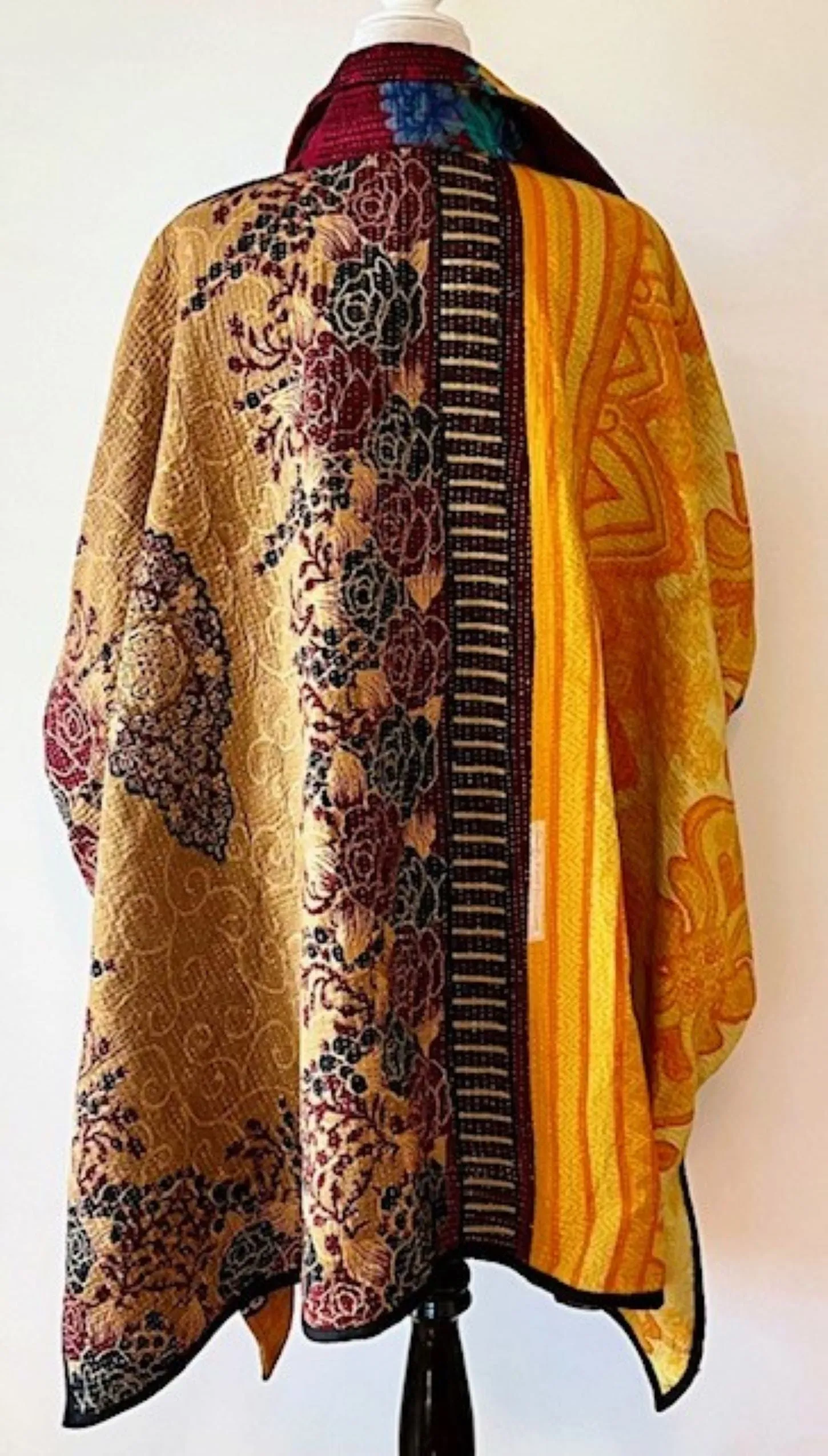 Specialty Collection: Fully Reversible Colorful Kantha Jacket. Exceptional and Dramatic