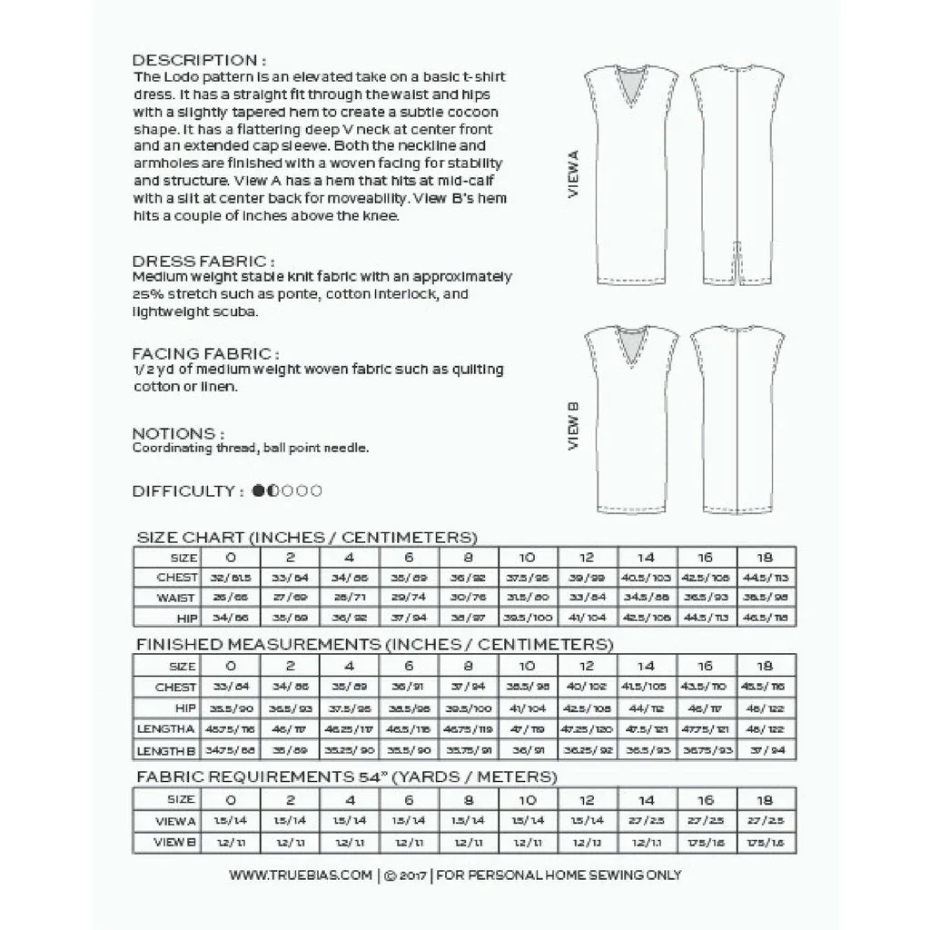 True Bias Patterns Lodo Dress