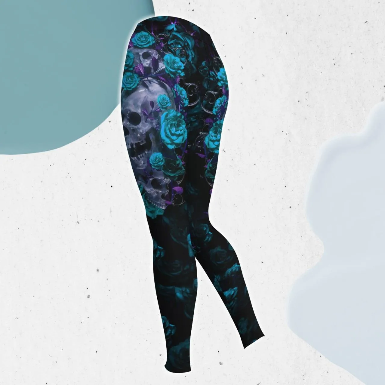 Turquoise Rose Skull Gothic Artwork Combo Hoodie and Leggings
