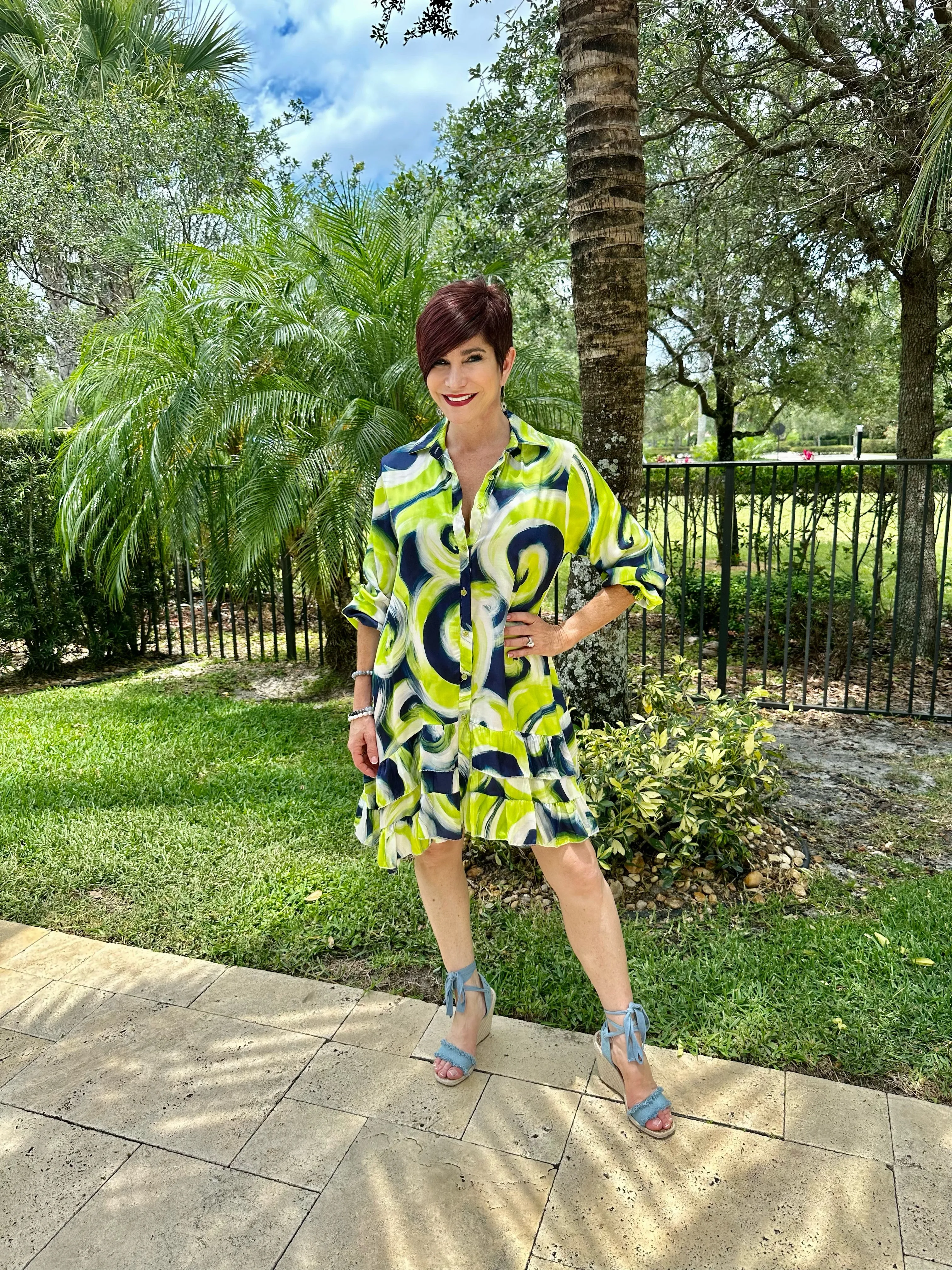 Watercolor Satin Baby Doll Dress