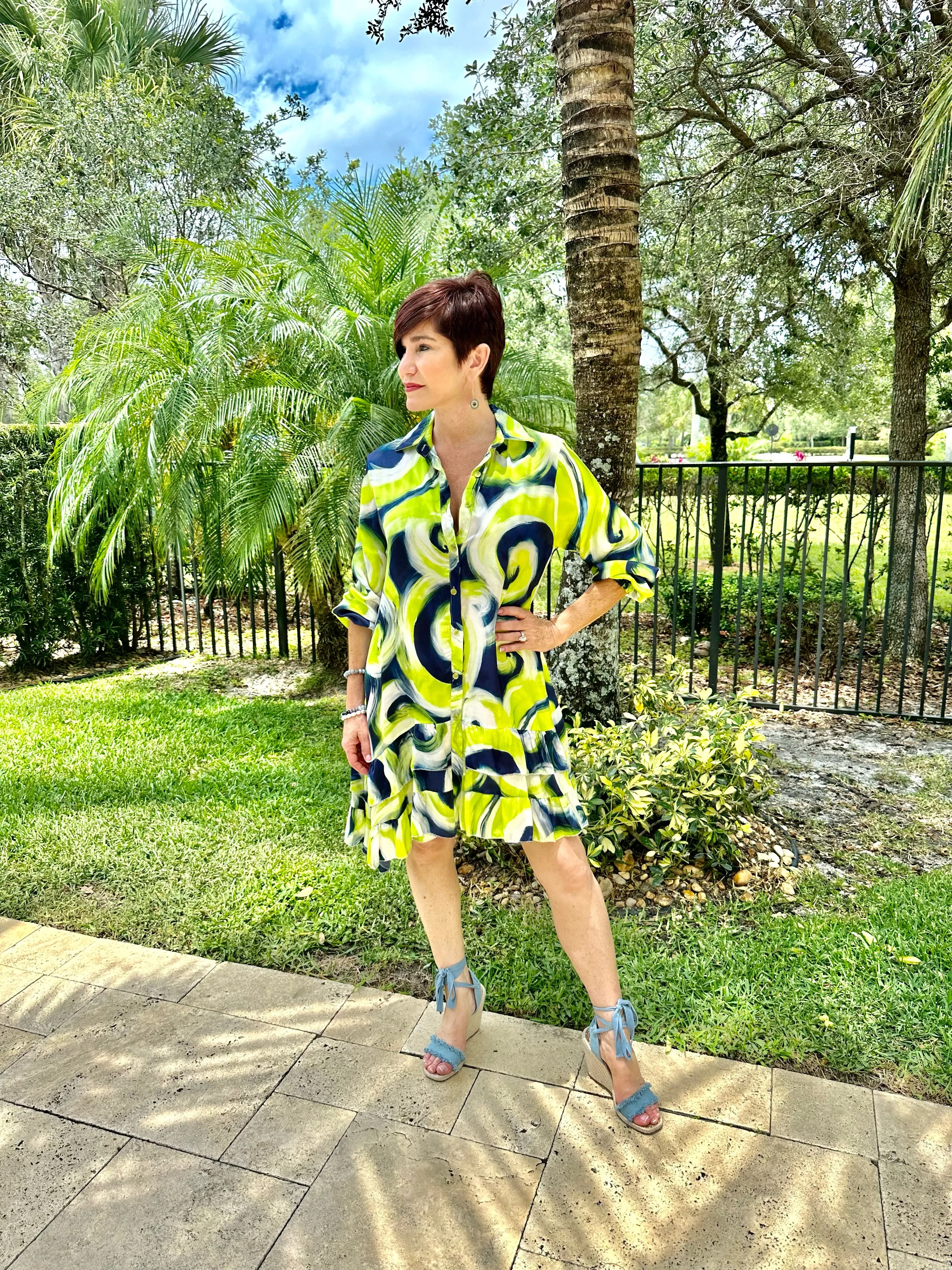 Watercolor Satin Baby Doll Dress