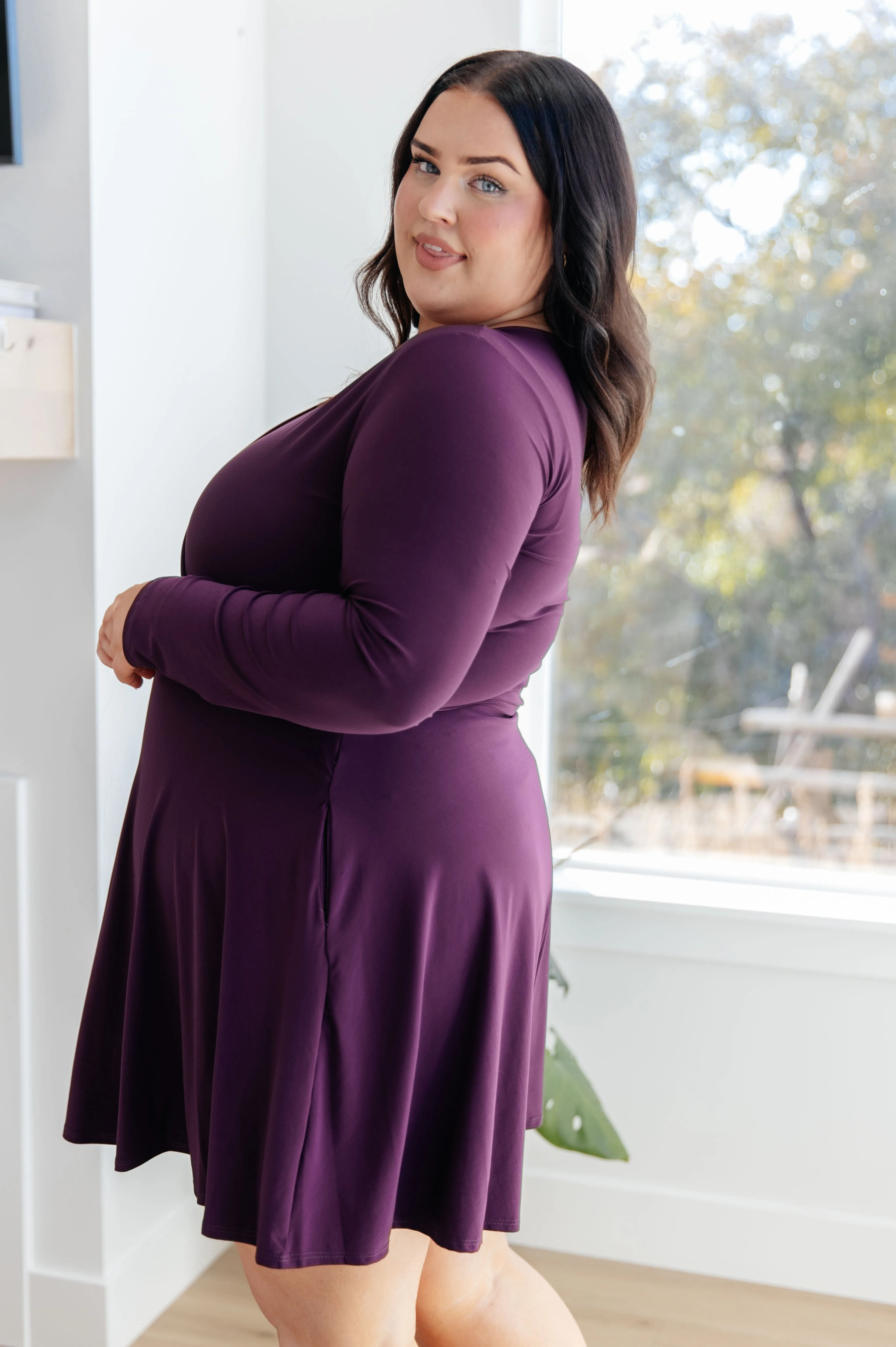White Birch Solution to Everything Long Sleeve Skort Dress
