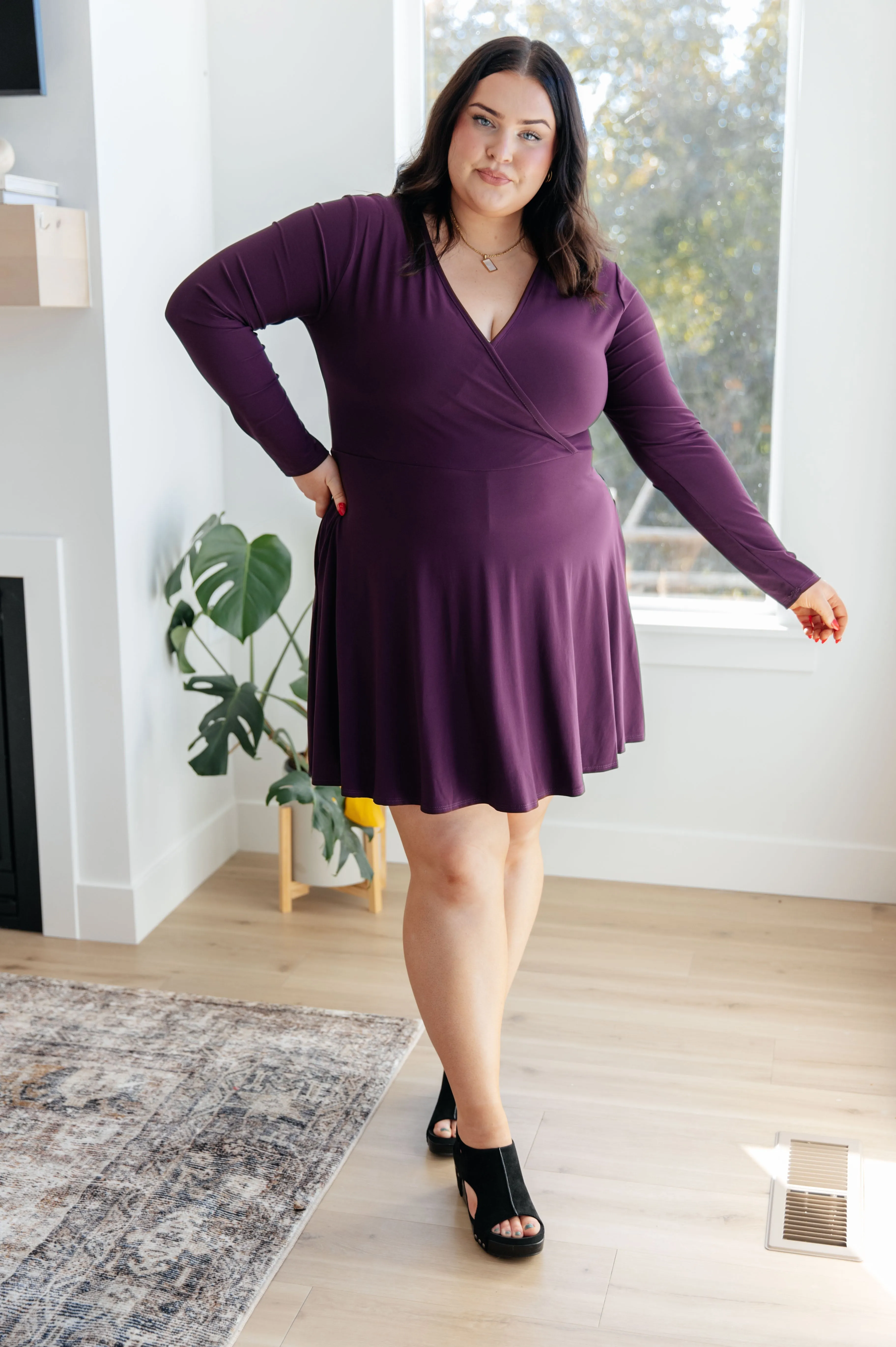 White Birch Solution to Everything Long Sleeve Skort Dress