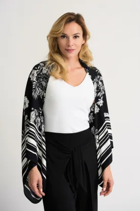 Women's Joseph Ribkoff | Floral and Striped Printed Cape | Black