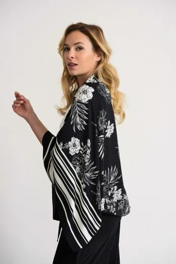 Women's Joseph Ribkoff | Floral and Striped Printed Cape | Black
