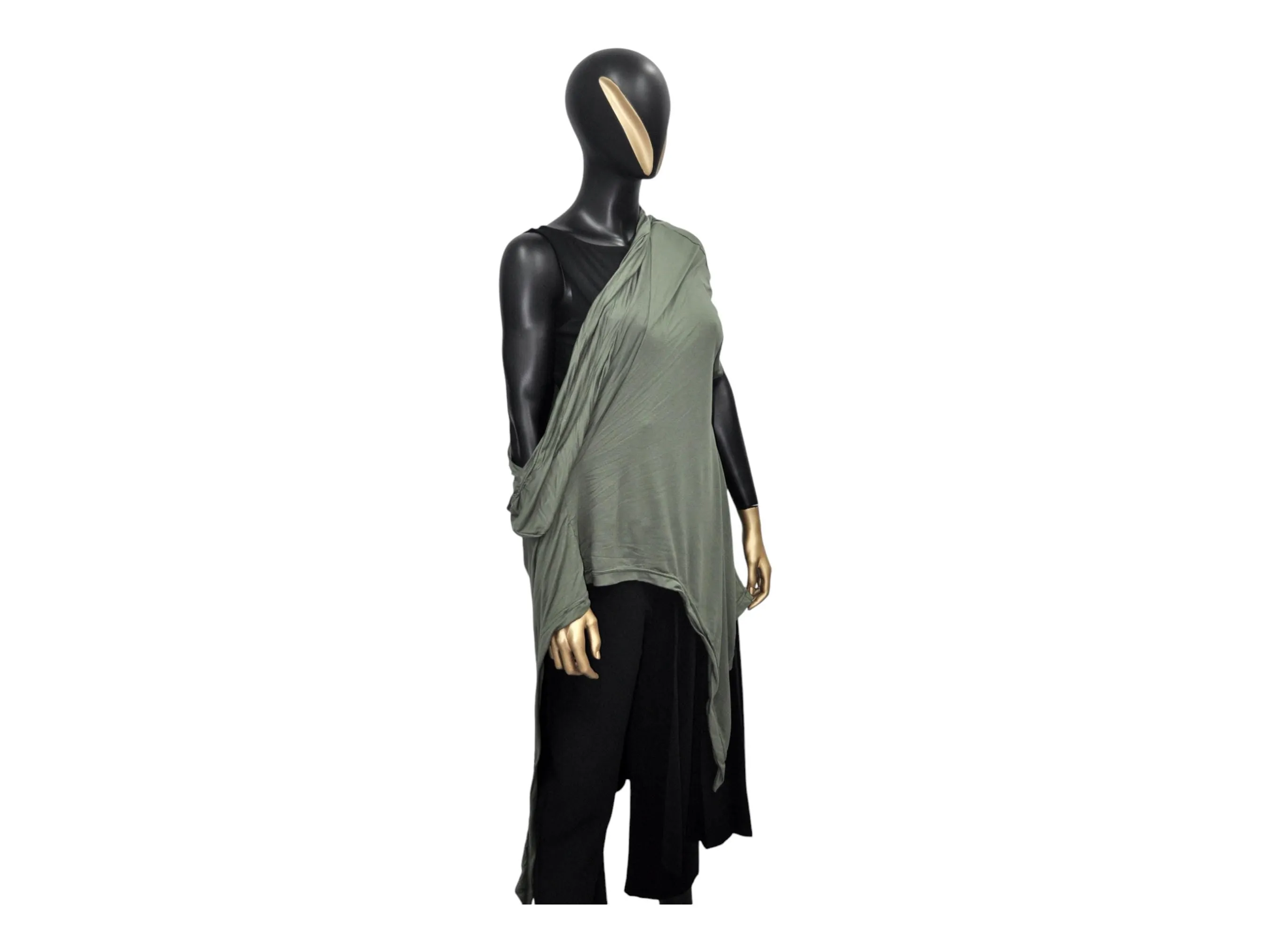 XS - 8XL Urban Zen Bat Sleeve, Shawl Collar Poncho Top Tshirt with Cowl Neck,Asymmetrical Draped,Yoga,Dystopian,Avant Garde Minimalist-BB551